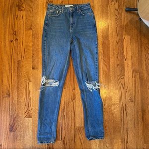 Tall Length Ripped Mom Jeans